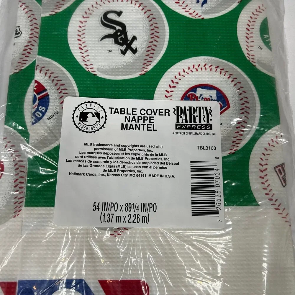 New vintage 90s 1990s MLB tablecloth 54” x 89”